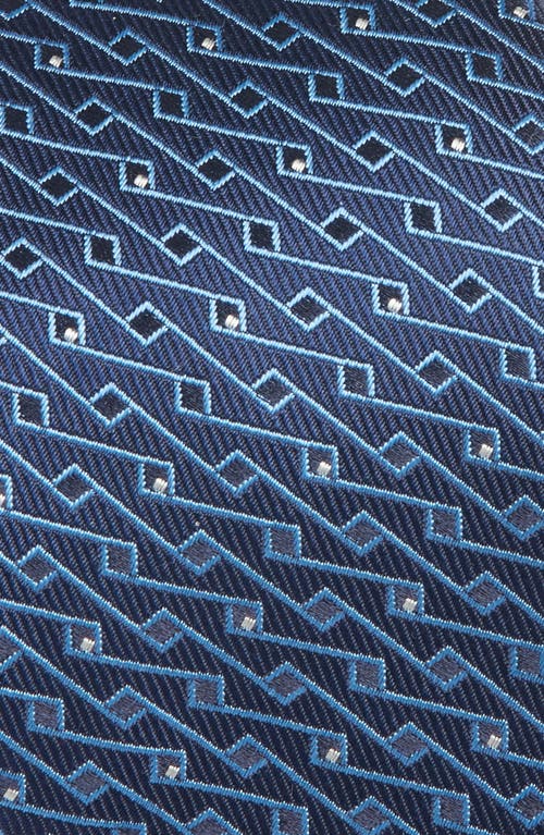 Shop Canali Novelty Geometric Silk Tie In Bright Blue