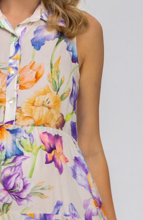 Pietro Brunelli Floral Print Button-up Sleeveless Maxi Maternity Dress In Light/pastel Purple