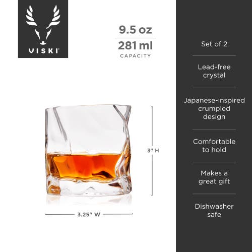 Viski Crystal Molten Tumblers Set Of 2 In Clear