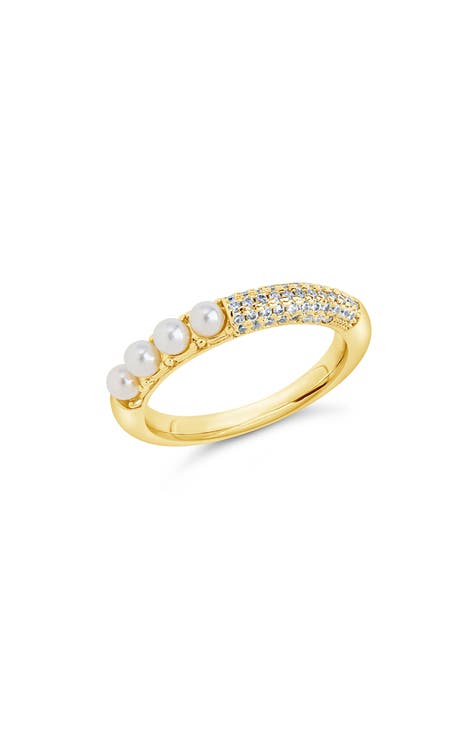 Evelyn Imitation Pearl Cubic Zirconia Ring
