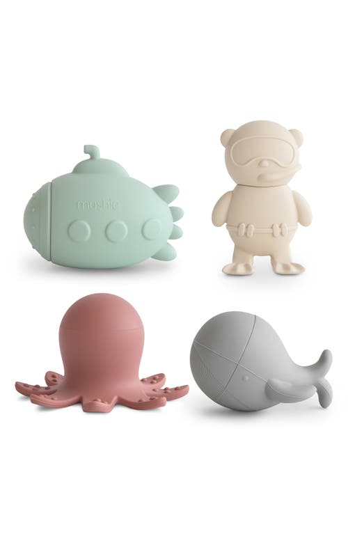 Mushie Set Of 4 Sea Life Bath Playset In Multi