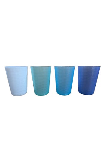 Tarhong Set Of 4 Hammered Tumblers In Assorted Blues
