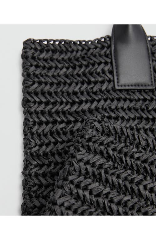 Shop Mango Braided Straw Shopper In Black