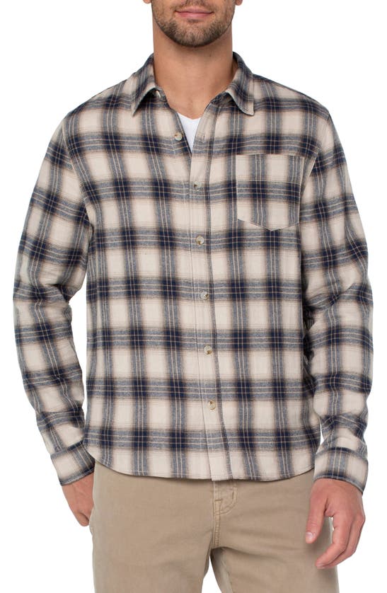 Liverpool Los Angeles Plaid Cotton Flannel Button-up Shirt In Natural Multi