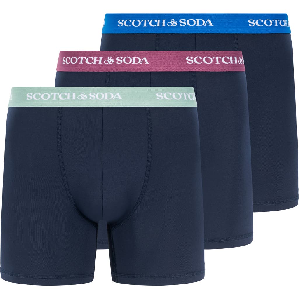Shop Scotch & Soda Assorted 3-pack Stretch Boxer Briefs In Navy/grey