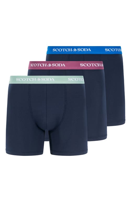 Shop Scotch & Soda Assorted 3-pack Stretch Boxer Briefs In Navy/grey