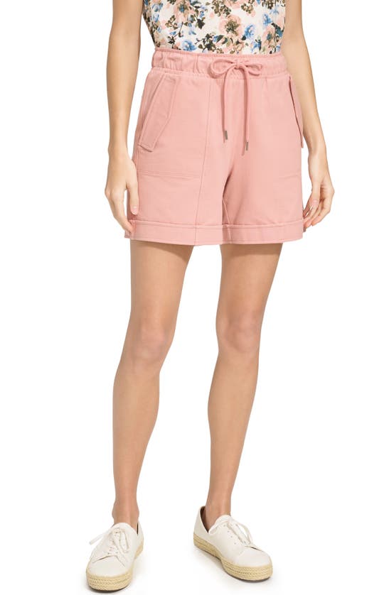 Shop Andrew Marc Twill Utility Pull-on Shorts In Rose