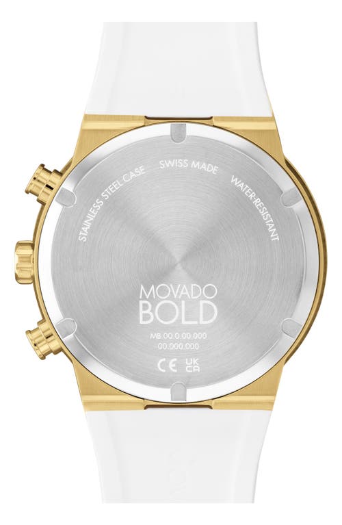 Shop Movado Bold Fusion Chronograph Silicone Strap Watch, 44mm In Gold/white