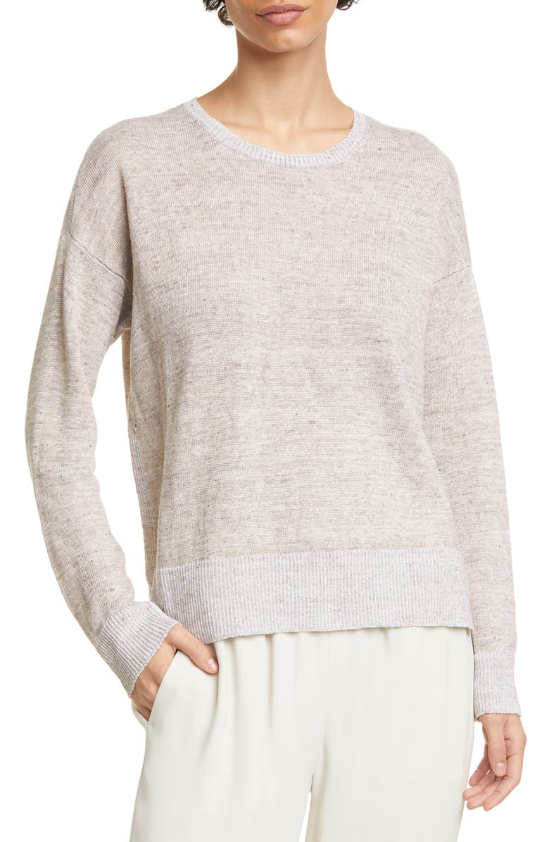 Eileen Fisher Crewneck Organic Linen Box Top Sweater | Nordstrom