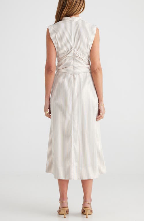 Shop Brave + True Brave+true Delaware Stripe Sleeveless Shirtdress In Sand Stripe