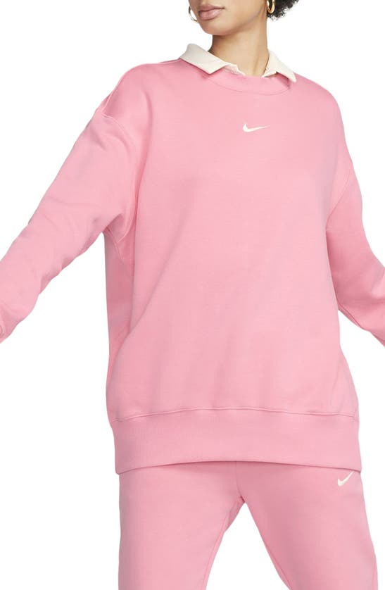 Nike Women's Sportswear Phoenix Fleece Oversized Crewneck Sweatshirt In Coral Chalk/ Sail