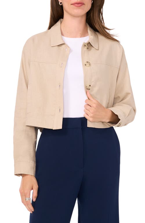 Halogenr Halogen(r) Crop Linen Blend Jacket In Oxford Beige