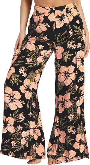 Floral Print Elastic Waist Flares Flared Fit Leggings Pants Size 12 Medium