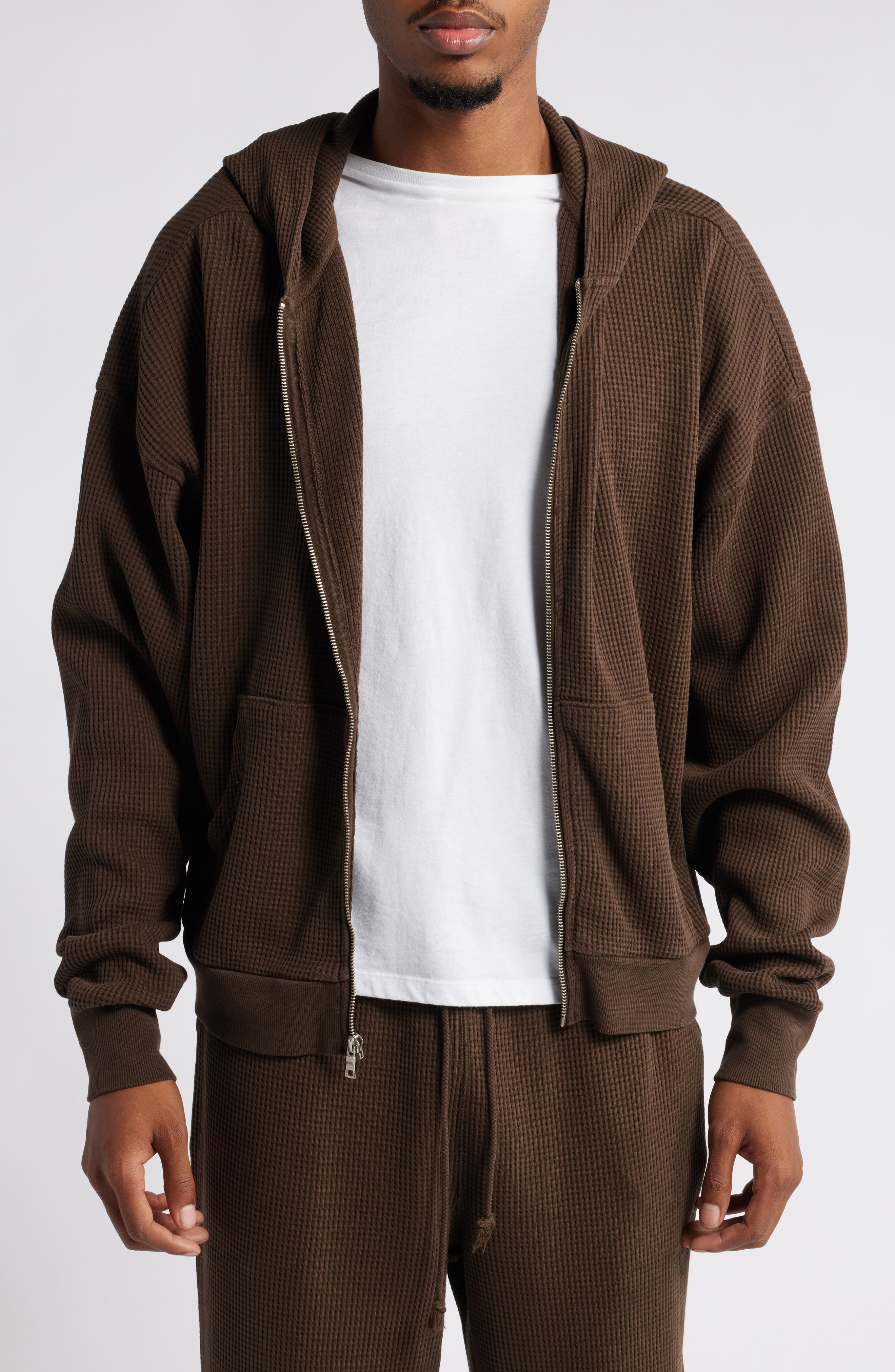 Elwood Thermal Zip Hoodie in Vintage Chocolate 