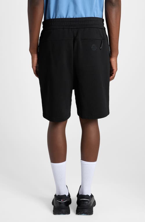 Shop Moncler Cotton Fleece Sweat Shorts In Black