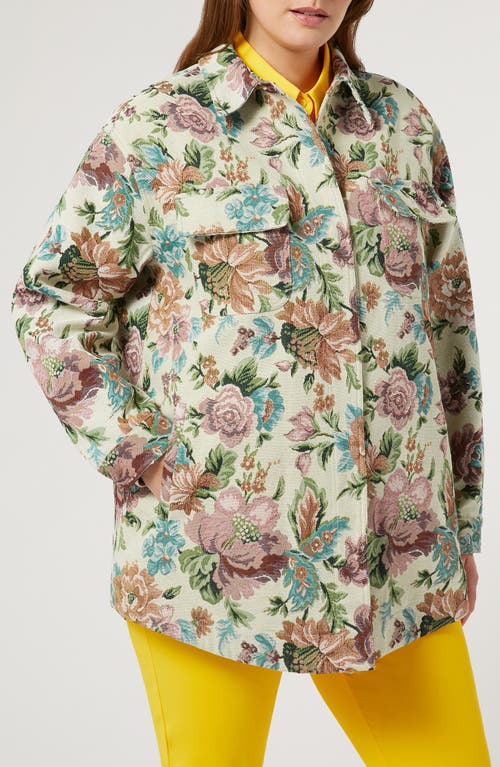 Shop Marina Rinaldi Canapa Floral Jacquard Jacket In Pale Yellow