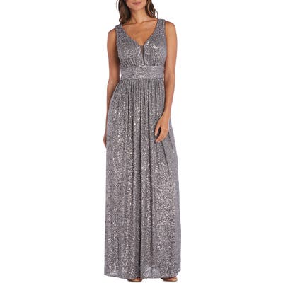 Morgan & Co. Sequin A-Line Gown, Metallic