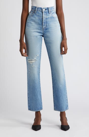 Cliffdale Ripped High Waist Straight Leg Jeans