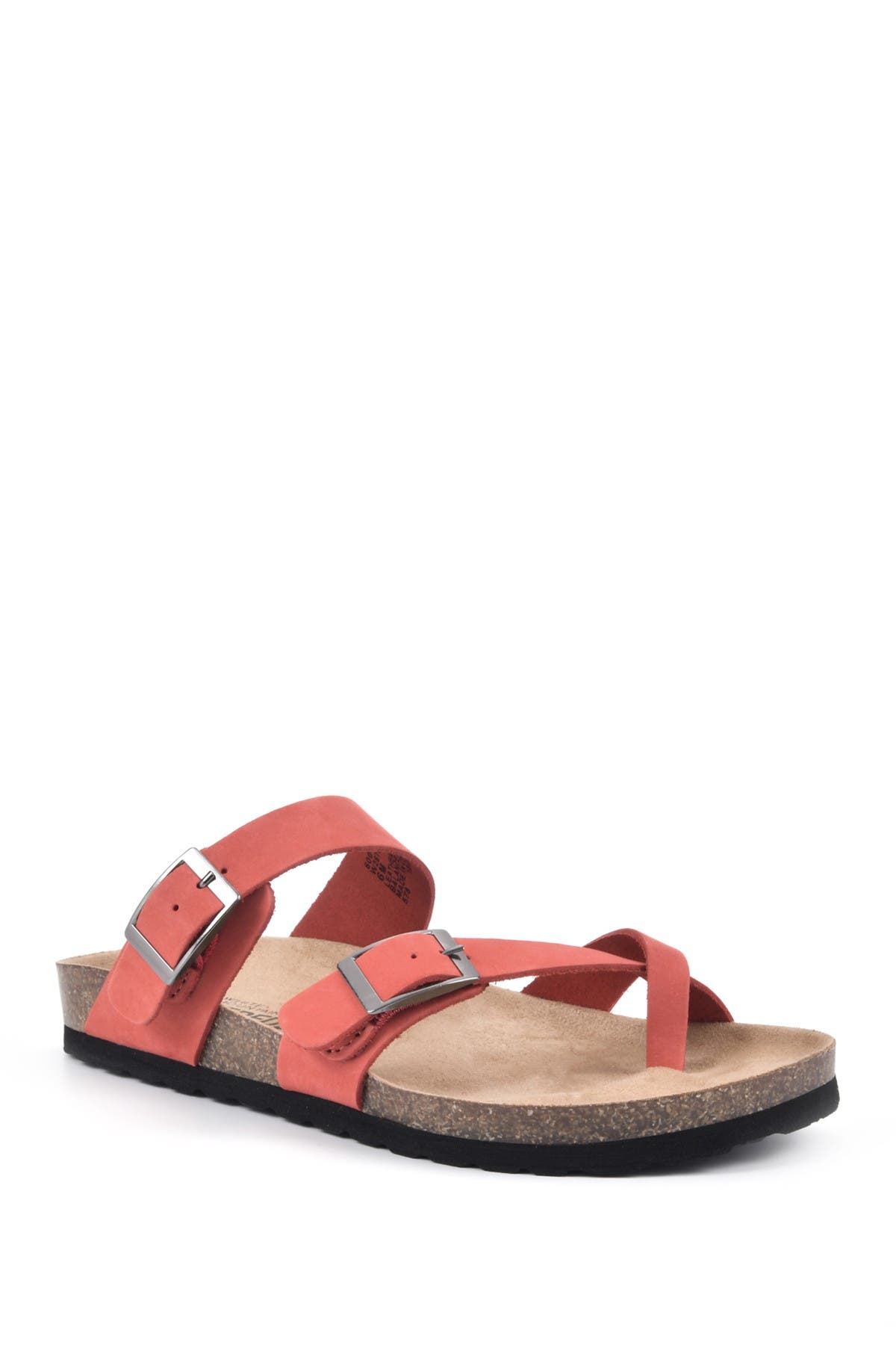 White Mountain Footwear Gracie Double Buckle Sandal In Red/leather