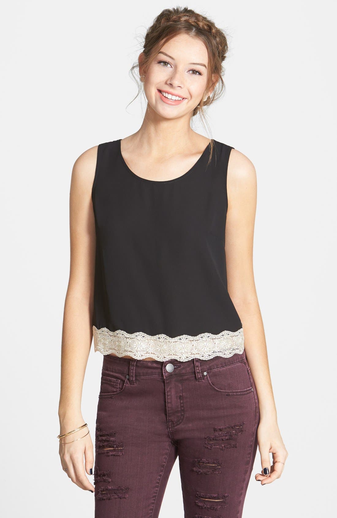 Lace Hem Top (Juniors) Nordstrom