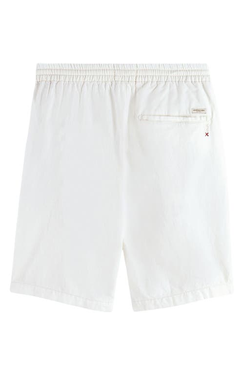 Scotch & Soda Tie Waist Cotton & Linen Shorts In White Traditional