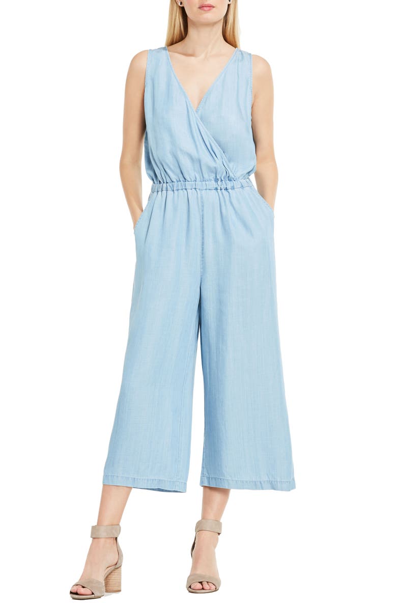 Two by Vince Camuto Surplice Chambray Culotte Jumpsuit | Nordstrom
