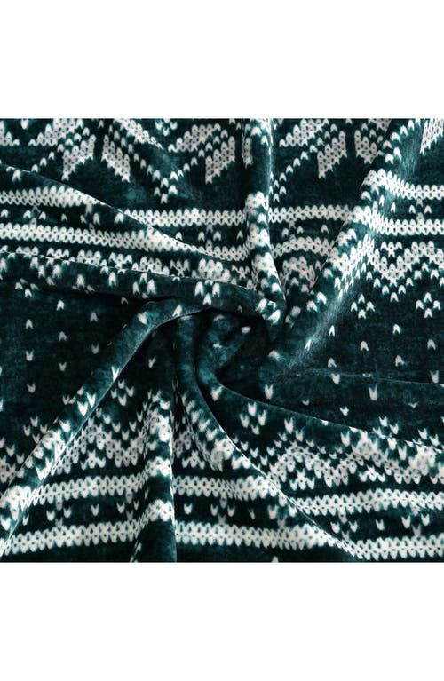 Nautica Fairisle Texture Coco Flannel Reversible Throw Blanket In Green