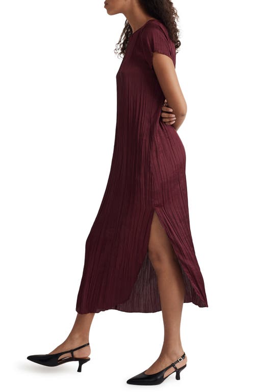 Madewell Plissé Midi Dress In Mulberry Wine