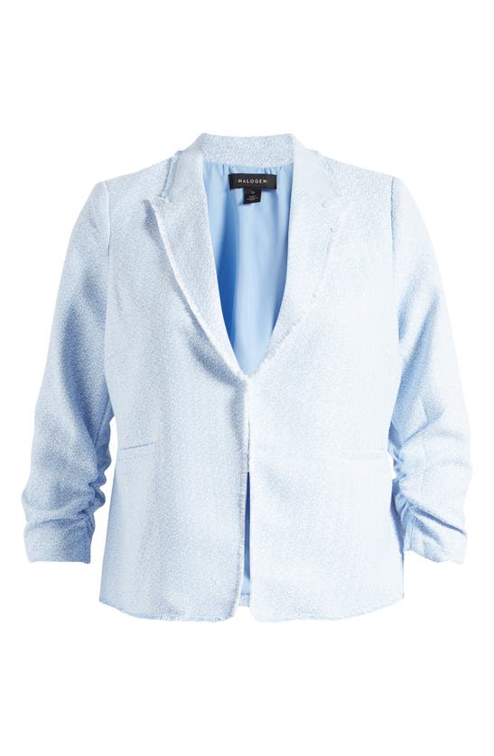 Shop Halogen (r) Raw Hem Crop Blazer In Placid Blue