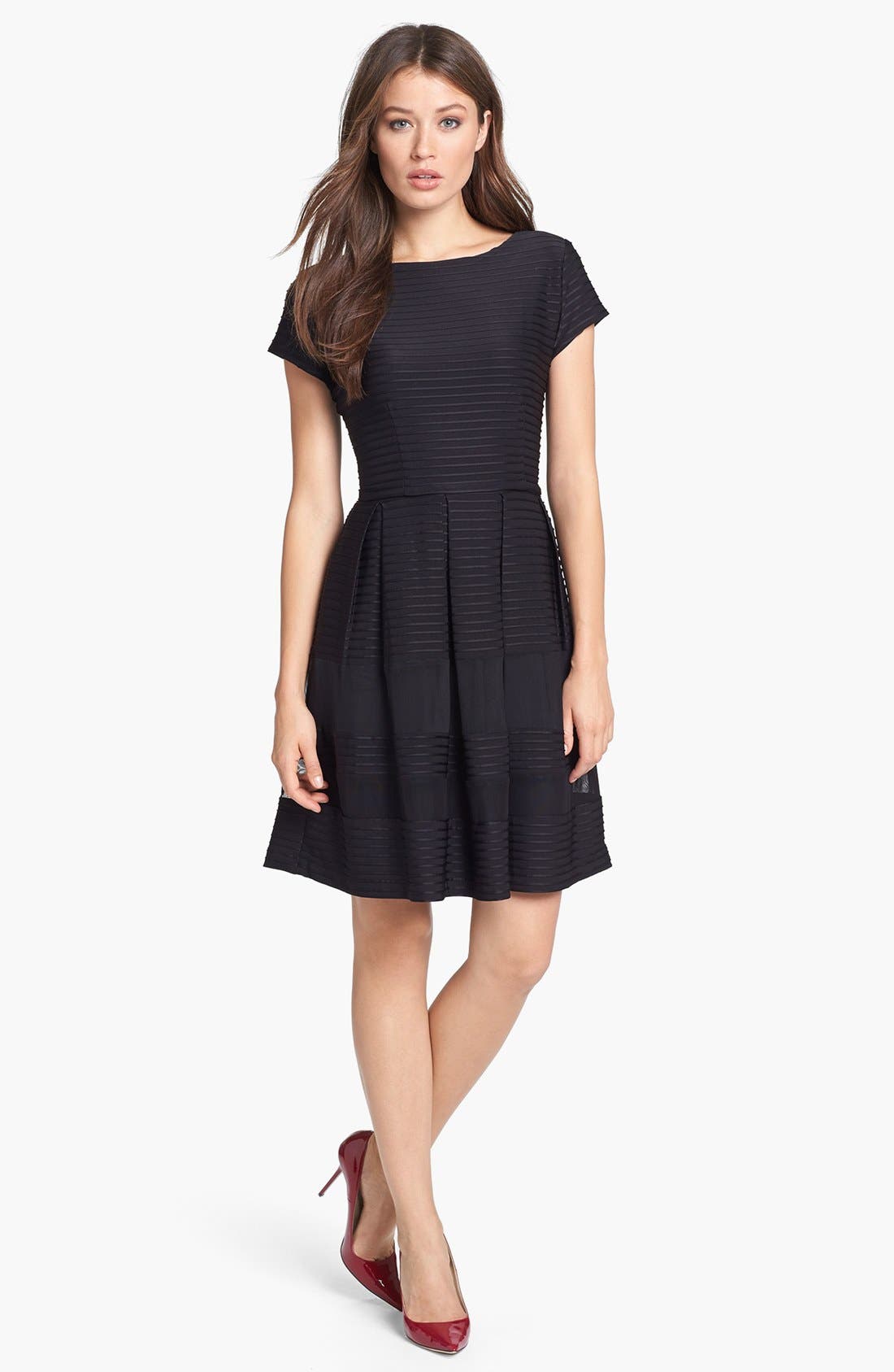 Taylor Dresses Pintuck Fit & Flare Dress | Nordstrom