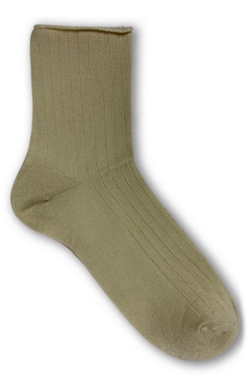 LECHERY® Ribbed Crew Socks in Khaki