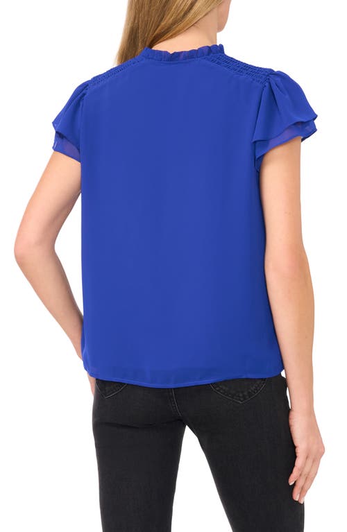 Cece Flutter Sleeve Top In Goddess Blue