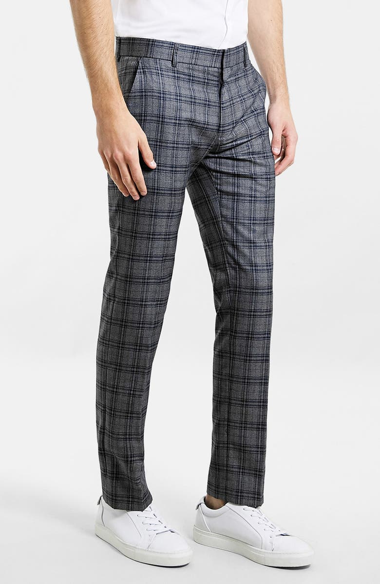 Topman Skinny Fit Grey Plaid Suit Trousers | Nordstrom