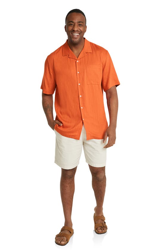 Shop Johnny Bigg Casper Relaxed Fit Herringbone Camp Shirt In Orange