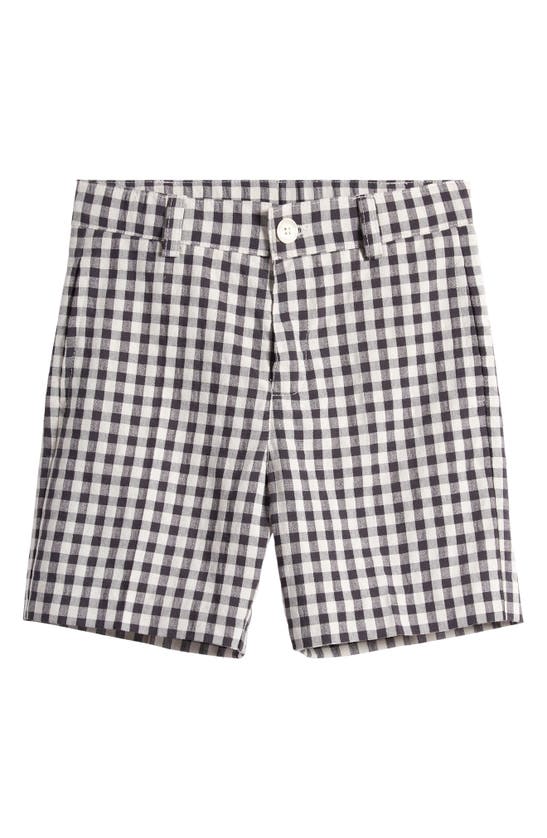 Shop Kenzo Kids' Gingham Bermuda Shorts In Ecru Grey