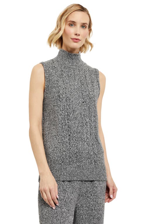 Shop Misook Cable Knit Sleeveless Top In Black/new Ivory