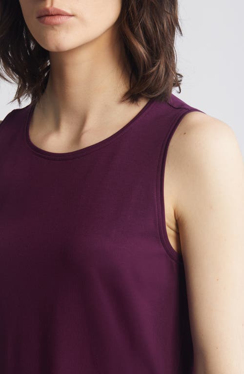 Shop Eileen Fisher Crewneck Jersey Tank In Blackberry