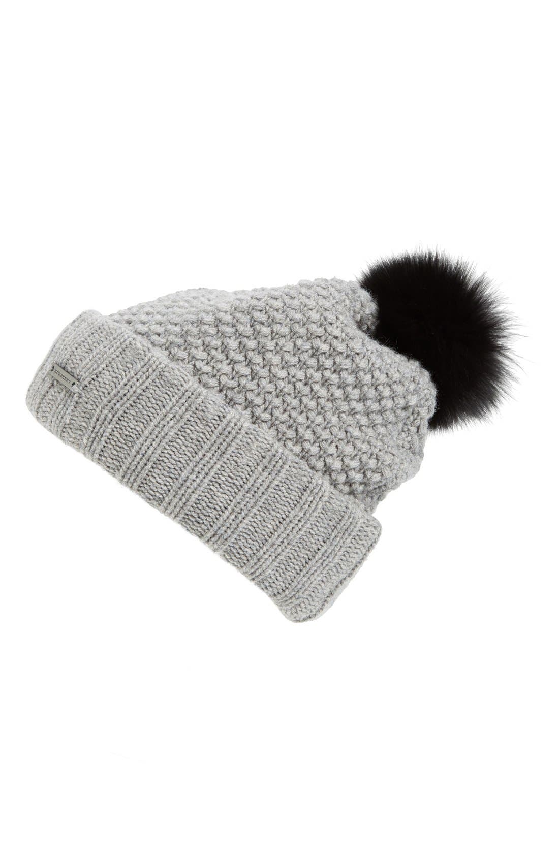 burberry fur pom pom beanie