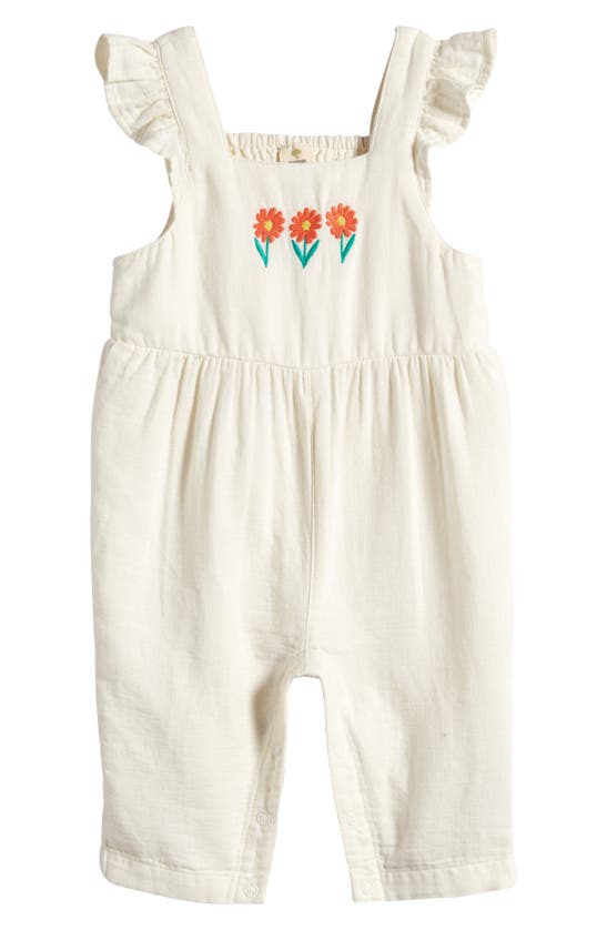 Tucker + Tate Babies' Smock Back Cotton Romper In Ivory Egret