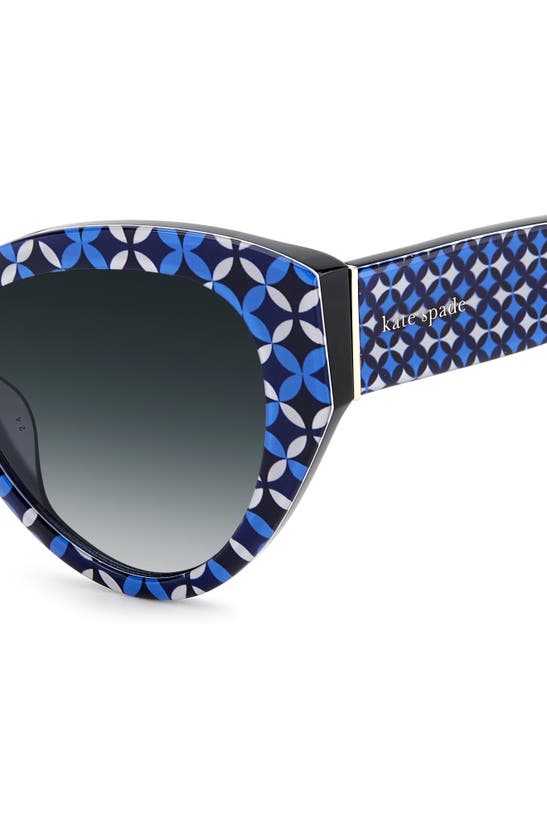 Shop Kate Spade Paisleigh 55mm Gradient Cat Eye Sunglasses In Blue Geo Pattern/ Grey Shaded