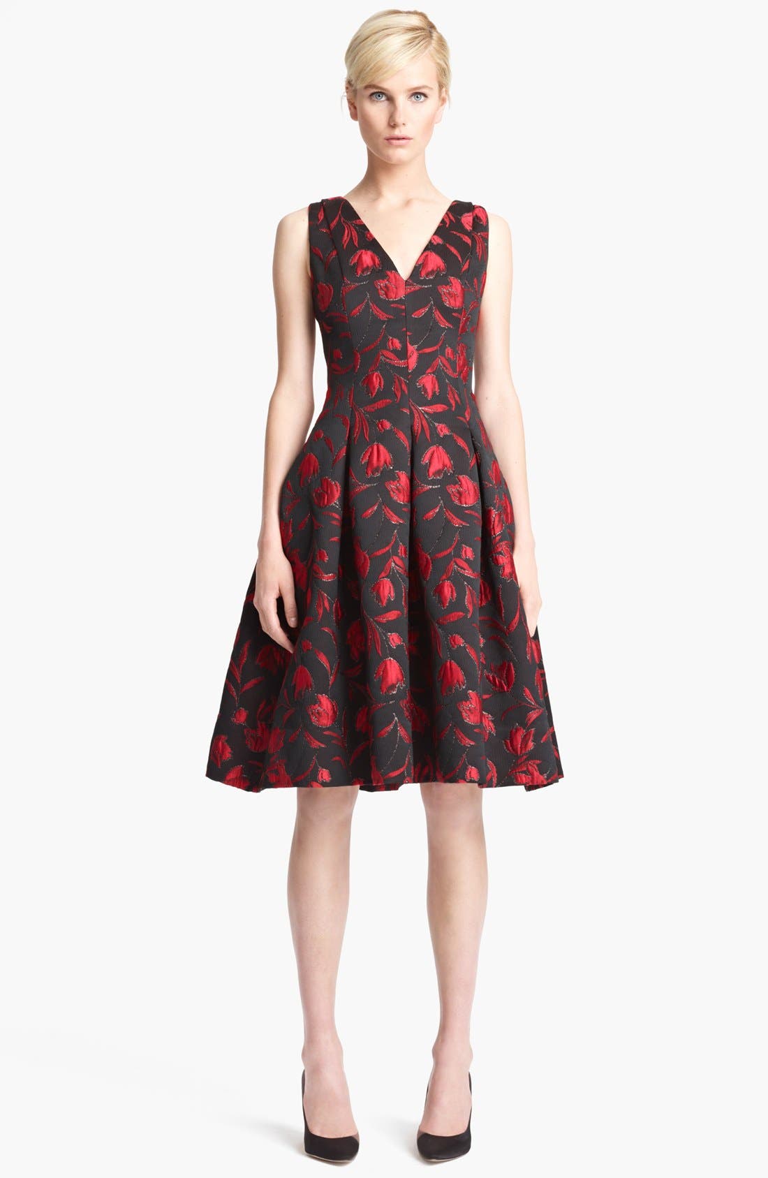 Oscar de la Renta Floral Embroidered Dress Nordstrom