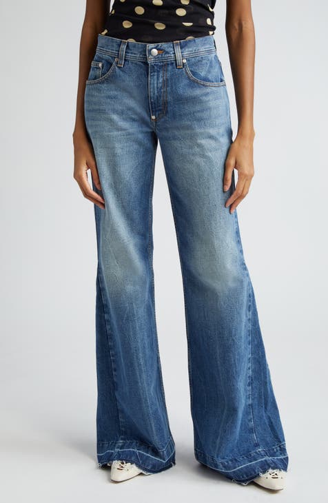 New Longer Released Hem Flare Jeans (Mid Blue Vintage)