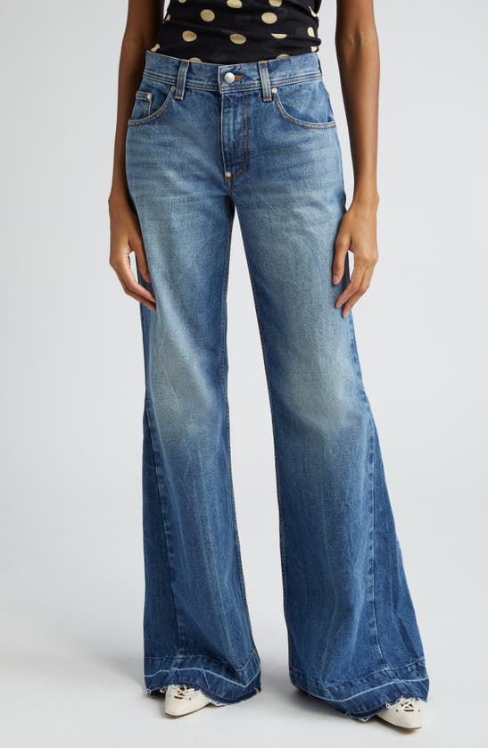 Shop Stella Mccartney New Longer Released Hem Flare Jeans In Mid Blue Vintage