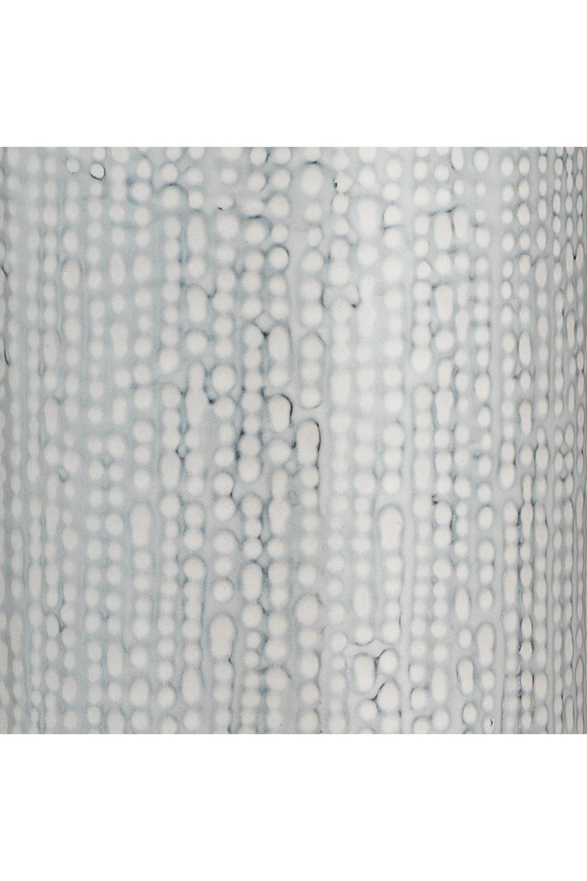 Jamie Young Bella Table Lamp In Light Blue Patterned Ceramic With Drum Shade In White Linen