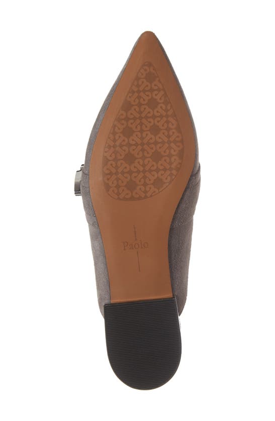 Shop Linea Paolo Ace Buckle Pointed Toe Mule In Stone Suede