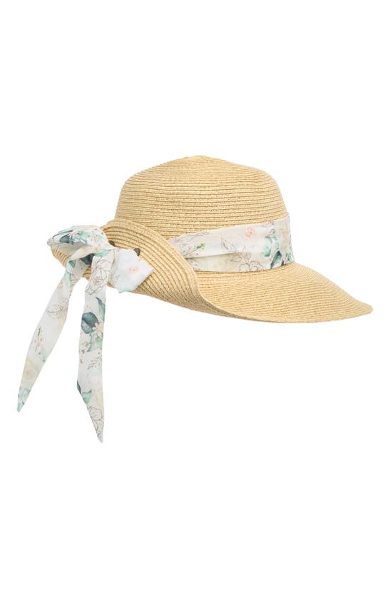 Nine West Ribbon Floppy Hat In Light Natural