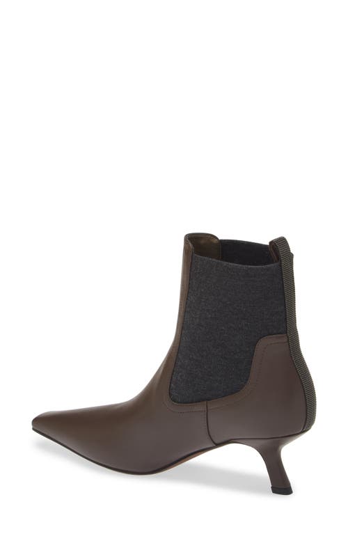 Brunello Cucinelli Kitten Heel Chelsea Boot In C8279 Testa Moro