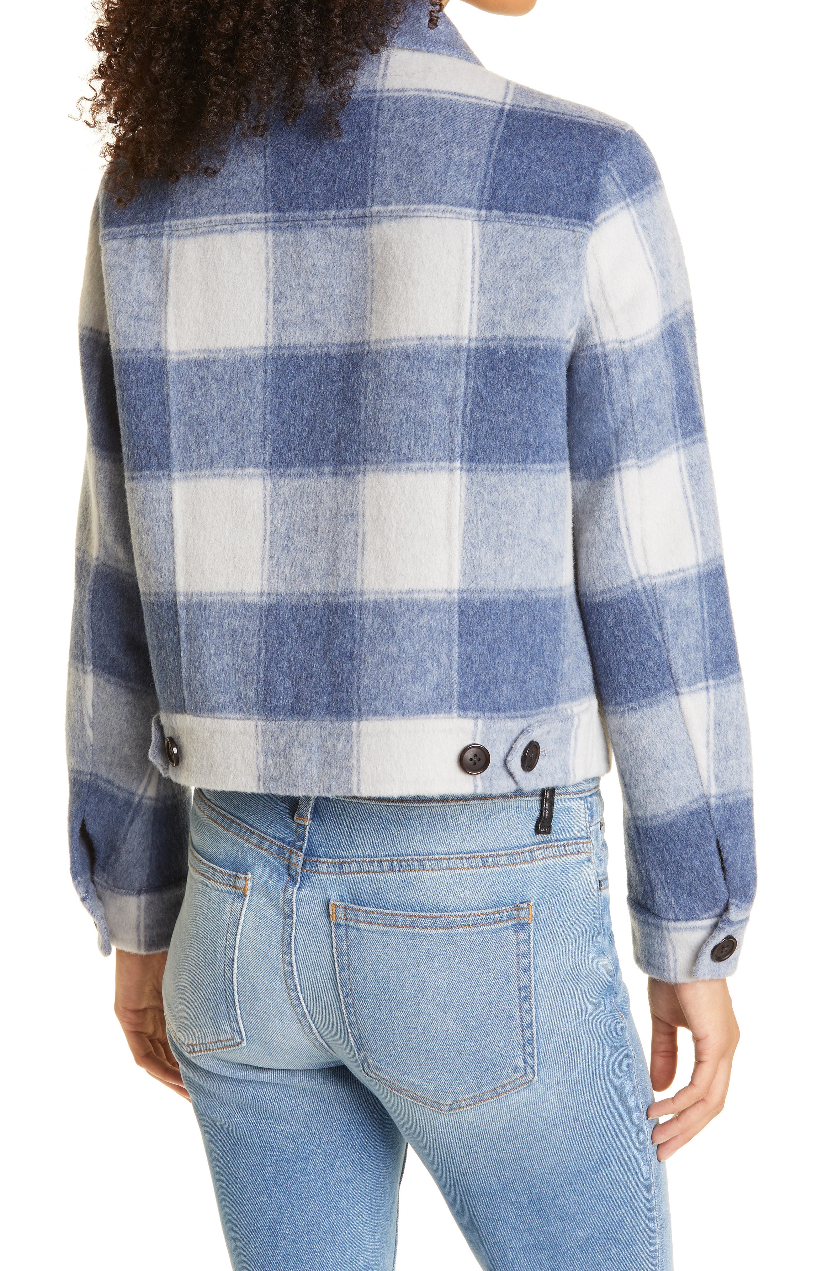 blue checkered jacket