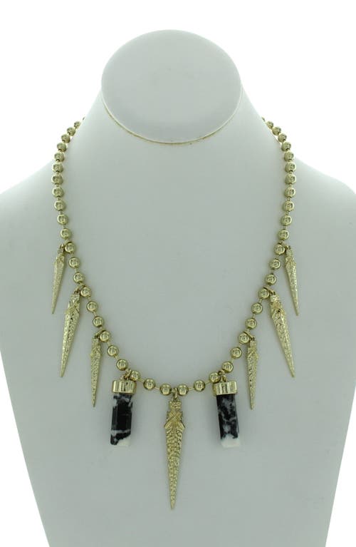 Shop Olivia Welles Gold Plated Alternating Icicle Beaded Statement Necklace In Gold/black/white