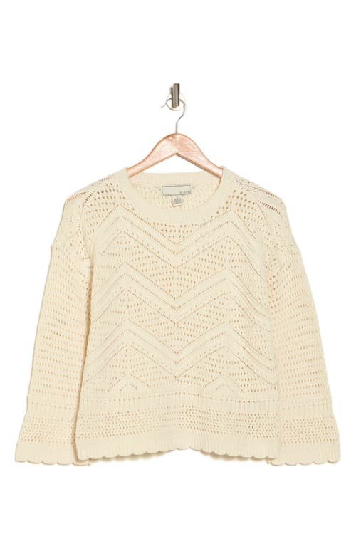 By Design Eliana Openwork Sweater In Antique White